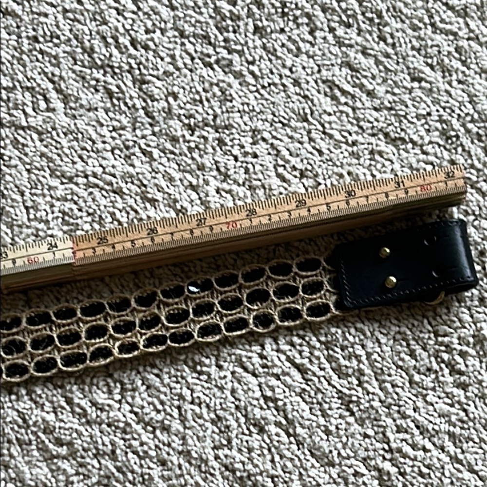 J Crew Jute & Leather Belt Sequin Accents Brass Hardware - Size MEDIUM - Picture 10 of 12
